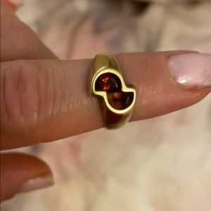 14k stamped solid Gold  semi precious stone s ring